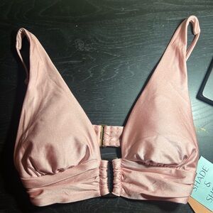 Shade & Shore Dusty Pink Ruched Triangle Bikini Top